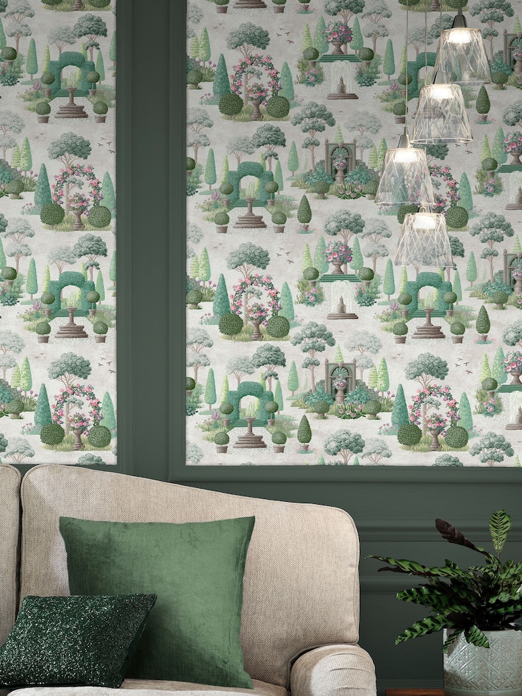 Laura Ashley Fern Green Naunton Folly 10M Wallpaper - Image 1 of 3