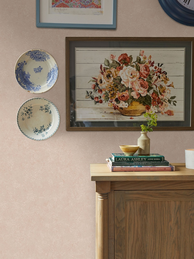 Laura Ashley Plaster Pink Brindley Textured 10M Wallpaper - Image 3 of 3