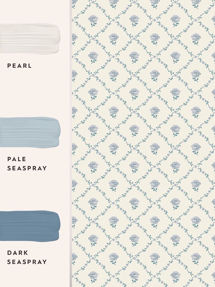 Laura Ashley Seaspray Blue Kate 10M Wallpaper - Image 4 of 4