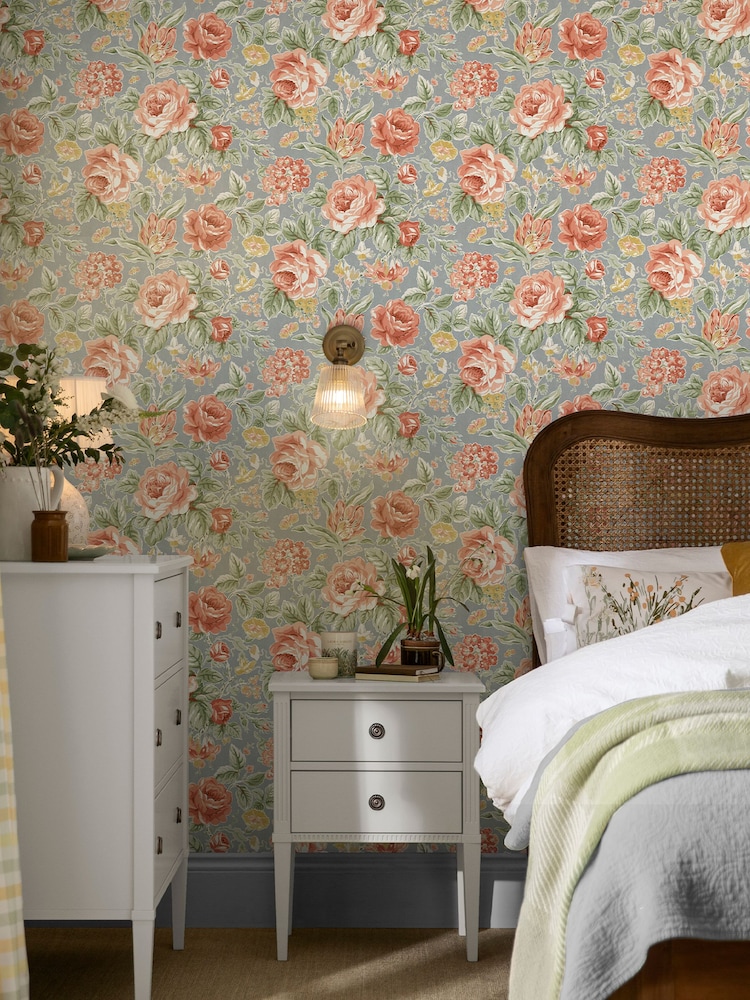 Laura Ashley Ochre Yellow Wild Roses 10M Wallpaper - Image 1 of 3