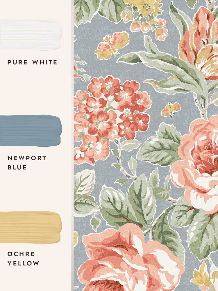 Laura Ashley Ochre Yellow Wild Roses 10M Wallpaper - Image 3 of 3 Laura Ashley Ochre Yellow Wild Roses 10M Wallpaper - Image 3 of 3
