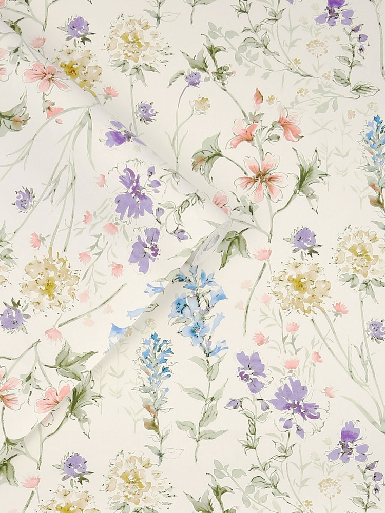 Laura Ashley Chalk Pink Wild Meadow 10M Wallpaper - Image 2 of 3