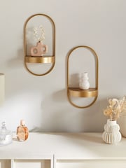Gold Bronx Set of 2 Display Shelves - Image 1 of 5