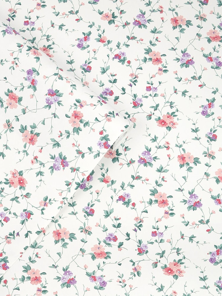 Laura Ashley Coral Pink Priory 10M Wallpaper - Image 2 of 3