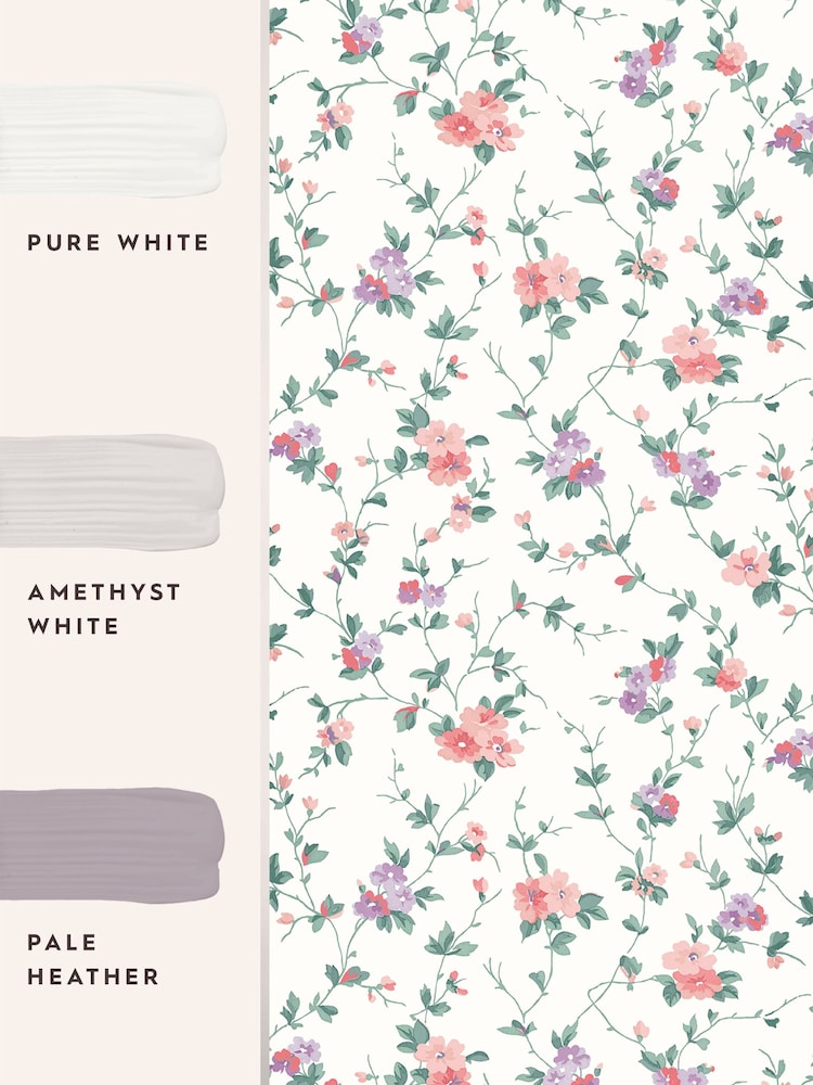 Laura Ashley Coral Pink Priory 10M Wallpaper - Image 3 of 3