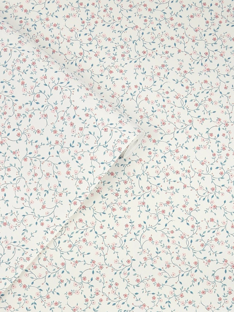 Laura Ashley Dark Duck Egg Blue Blencow Sprig 10M Wallpaper - Image 2 of 3