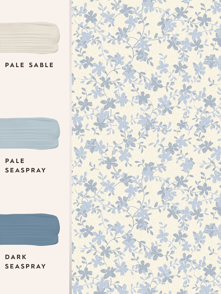 Laura Ashley Pale Seaspray Blue Misterton Trail 10M Wallpaper - Image 3 of 3
