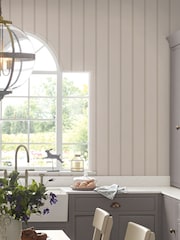 Laura Ashley Dove Grey Chalford Wood Panelling 10M Wallpaper - Image 1 of 3