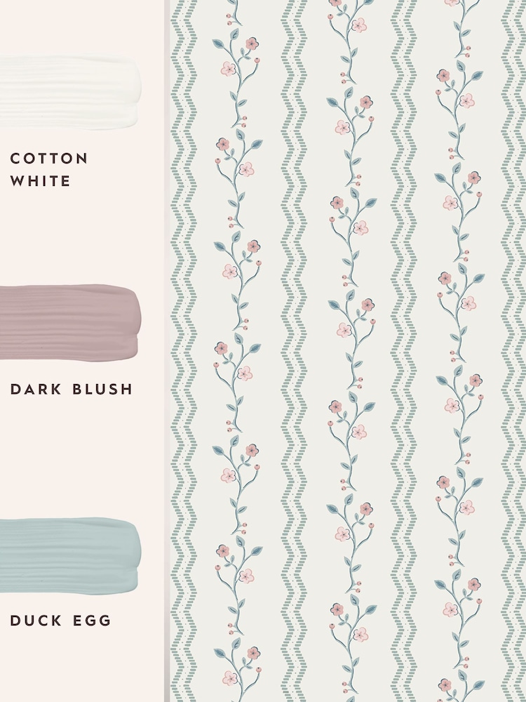 Laura Ashley Dark Duck Egg Blue Blencow Stripe 10M Wallpaper - Image 3 of 3