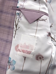 Pink Slim Fit Trimmed Check Suit Jacket - Image 10 of 12