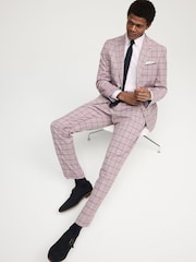 Pink Slim Fit Trimmed Check Suit Jacket - Image 2 of 12