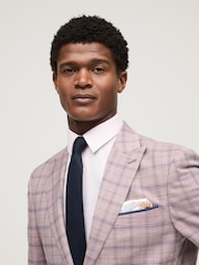 Pink Slim Fit Trimmed Check Suit Jacket - Image 4 of 12