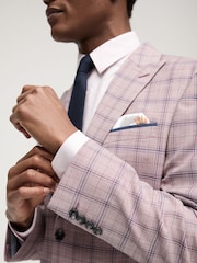 Pink Slim Fit Trimmed Check Suit Jacket - Image 5 of 12