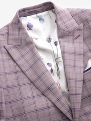 Pink Slim Fit Trimmed Check Suit Jacket - Image 7 of 12