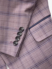 Pink Slim Fit Trimmed Check Suit Jacket - Image 9 of 12