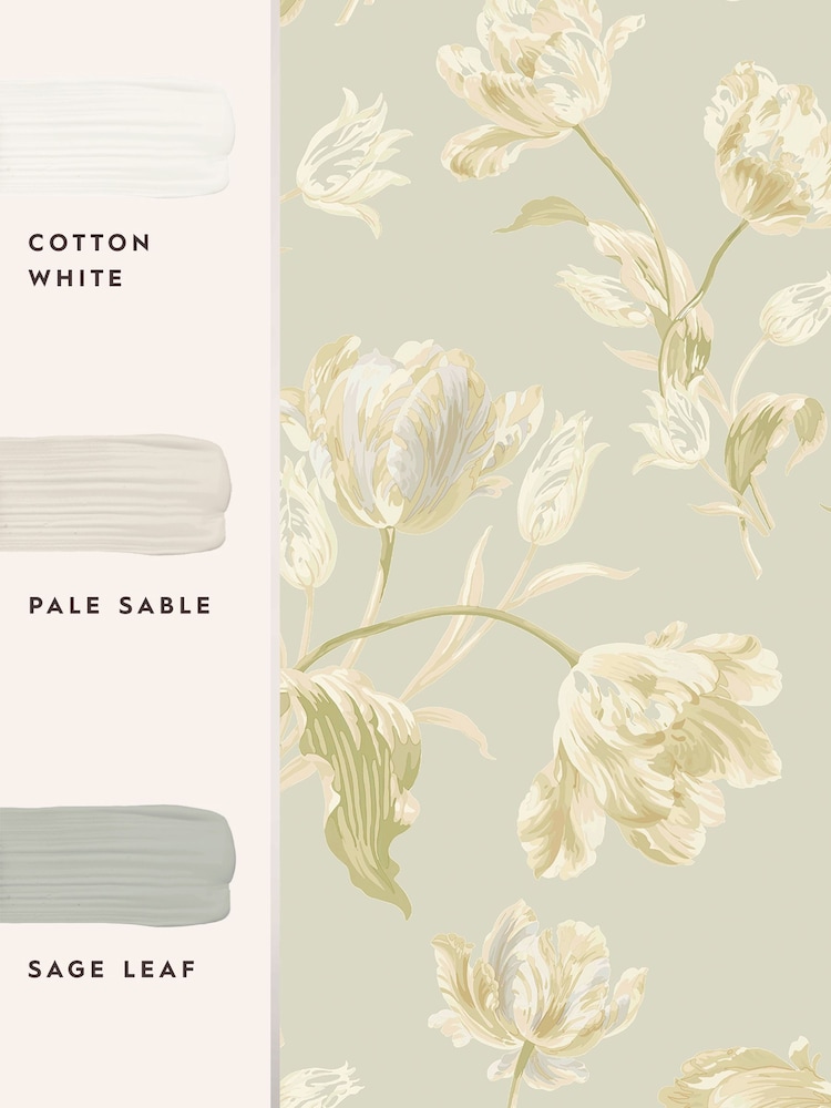 Laura Ashley Sage Green Gosford 10M Wallpaper - Image 2 of 3