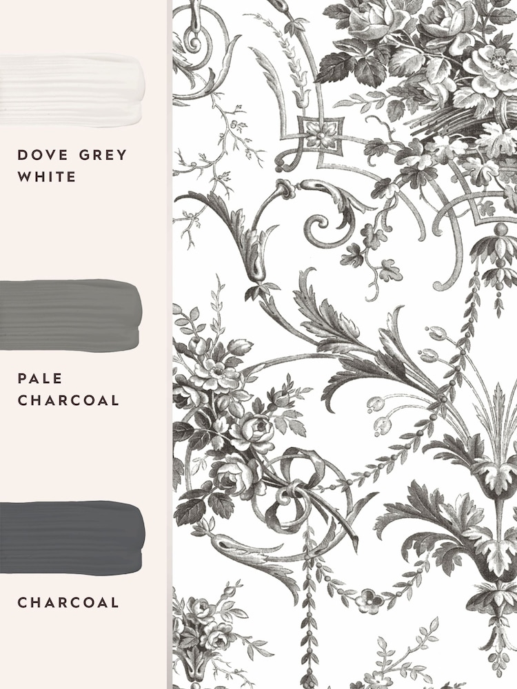 Laura Ashley Charcoal Grey Tuileries 10M Wallpaper - Image 3 of 3