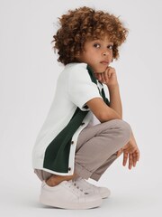 Reiss Green/Optic White Misto 3-9 yrs Cotton Blend Open Stitch Shirt - Image 3 of 4
