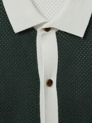 Reiss Green/Optic White Misto 3-9 yrs Cotton Blend Open Stitch Shirt - Image 4 of 4