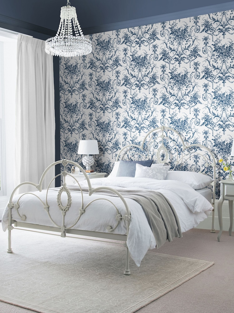Laura Ashley Midnight Blue Tuileries 10M Wallpaper - Image 1 of 3