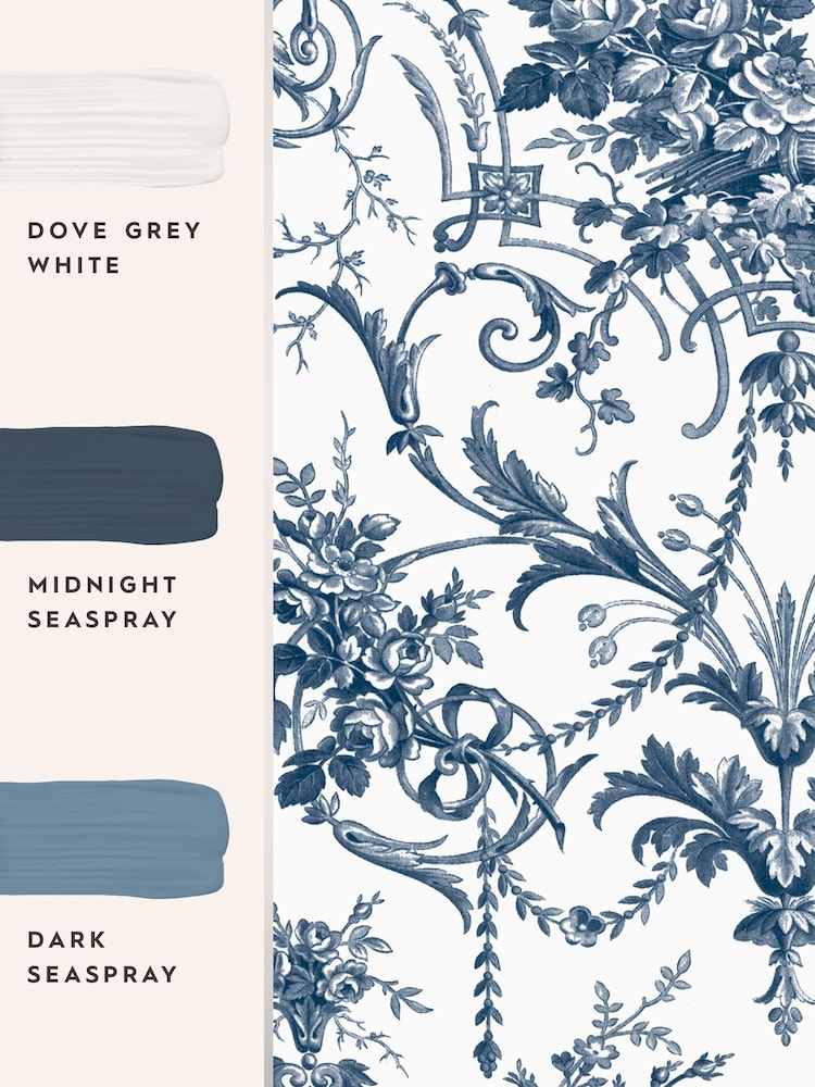 Laura Ashley Midnight Blue Tuileries 10M Wallpaper - Image 3 of 3