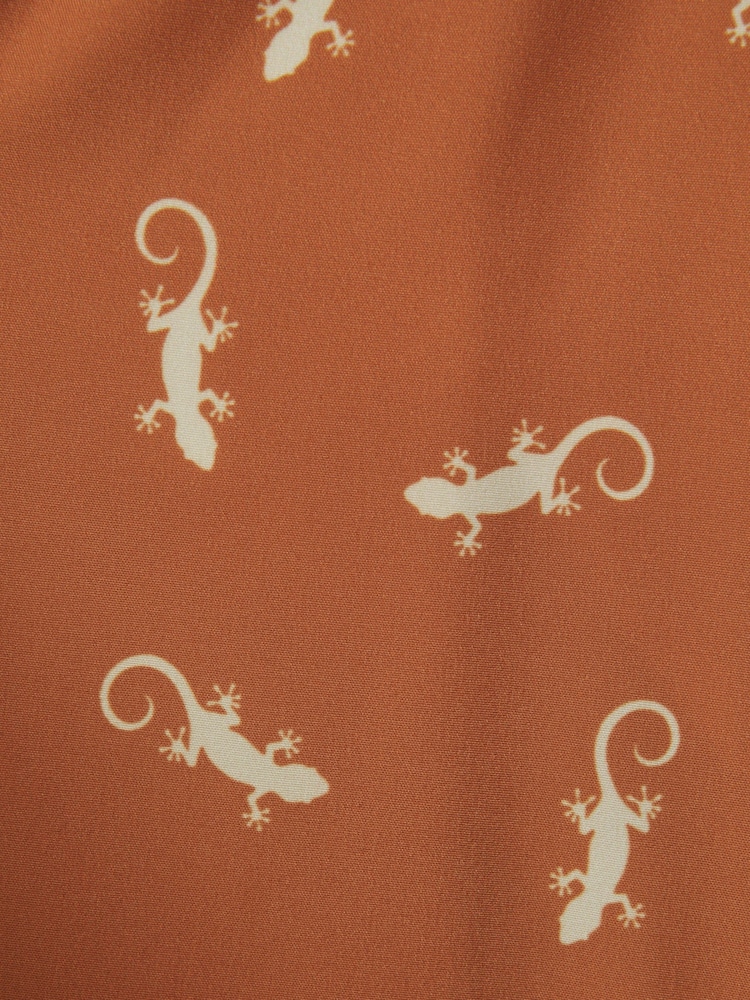 Reiss Orange/White Cammy Junior Reptile Print Drawstring Swim Shorts - Image 4 of 4