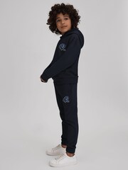 Reiss Navy Toby 9-13 yrs Cotton Elasticated Waist Motif Joggers - Image 1 of 4