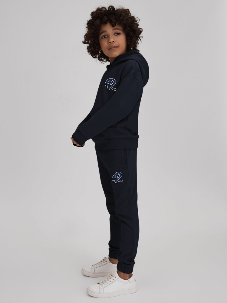 Reiss Navy Toby 9-13 yrs Cotton Elasticated Waist Motif Joggers - Image 1 of 4