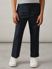Reiss Navy Brighton 13-14 yrs Relaxed Elasticated Trousers with Turn-Ups - Image 3 of 4