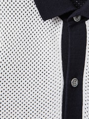 Reiss Navy/Optic White Misto 3-9 yrs Cotton Blend Open Stitch Shirt - Image 4 of 4