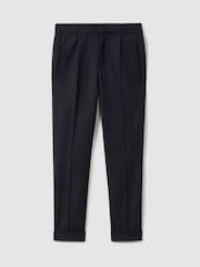 Reiss Navy Brighton 3-9 yrs Relaxed Elasticated Trousers with Turn-Ups - Image 2 of 4