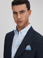 Reiss Blue Liam Polka Dot Silk Pocket Square - Image 2 of 5