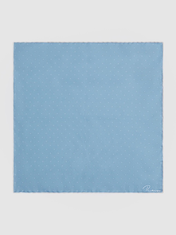 Reiss Blue Liam Polka Dot Silk Pocket Square - Image 3 of 5