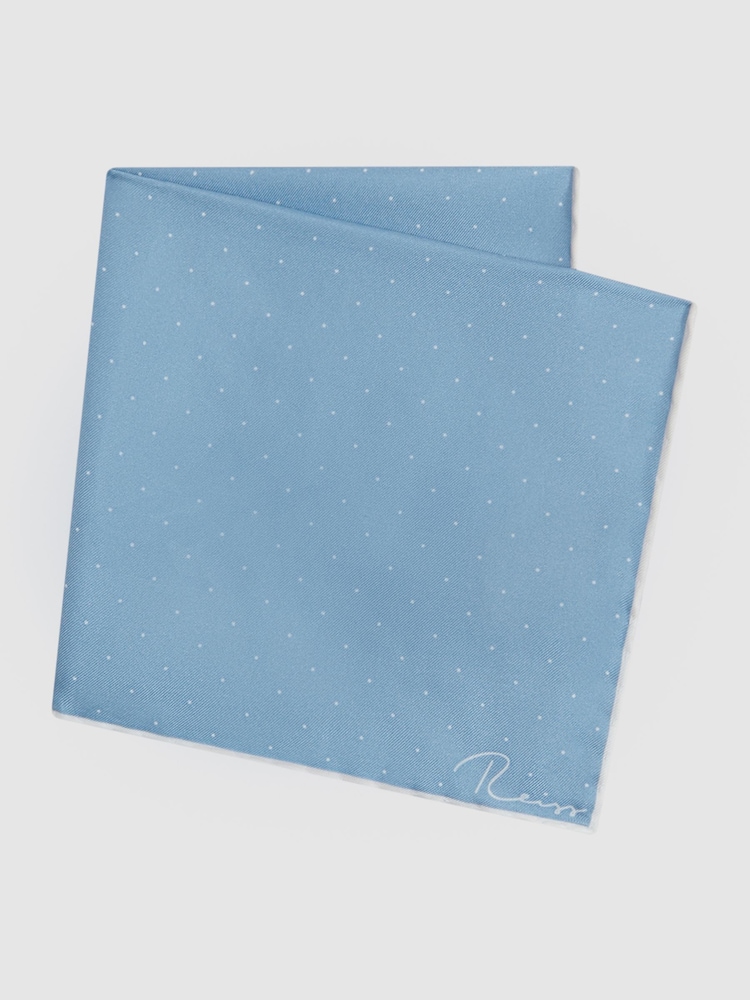 Reiss Blue Liam Polka Dot Silk Pocket Square - Image 4 of 5