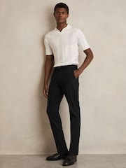 Reiss Black Eastbury Slim Fit Cotton Blend Chinos - Image 1 of 8