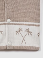 Reiss Taupe/Optic White Bowler 3-9 yrs Velour Embroidered Striped Shirt - Image 4 of 4