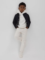 Reiss Navy Bas 3-9 yrs Suede Front Pocket Jacket - Image 1 of 5