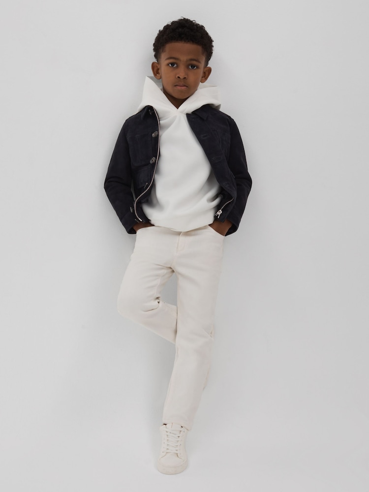 Reiss Navy Bas 3-9 yrs Suede Front Pocket Jacket - Image 1 of 5