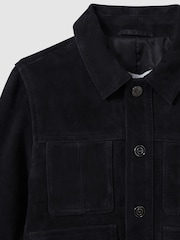 Reiss Navy Bas 3-9 yrs Suede Front Pocket Jacket - Image 4 of 5
