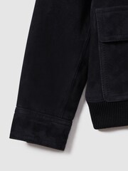 Reiss Navy Bas 3-9 yrs Suede Front Pocket Jacket - Image 5 of 5