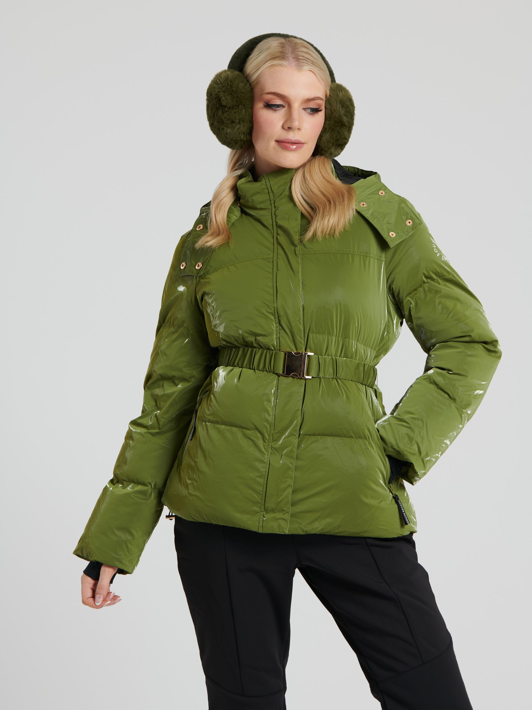 Buy South Beach Green Shiny Ski Padded Jacket from Next Luxembourg