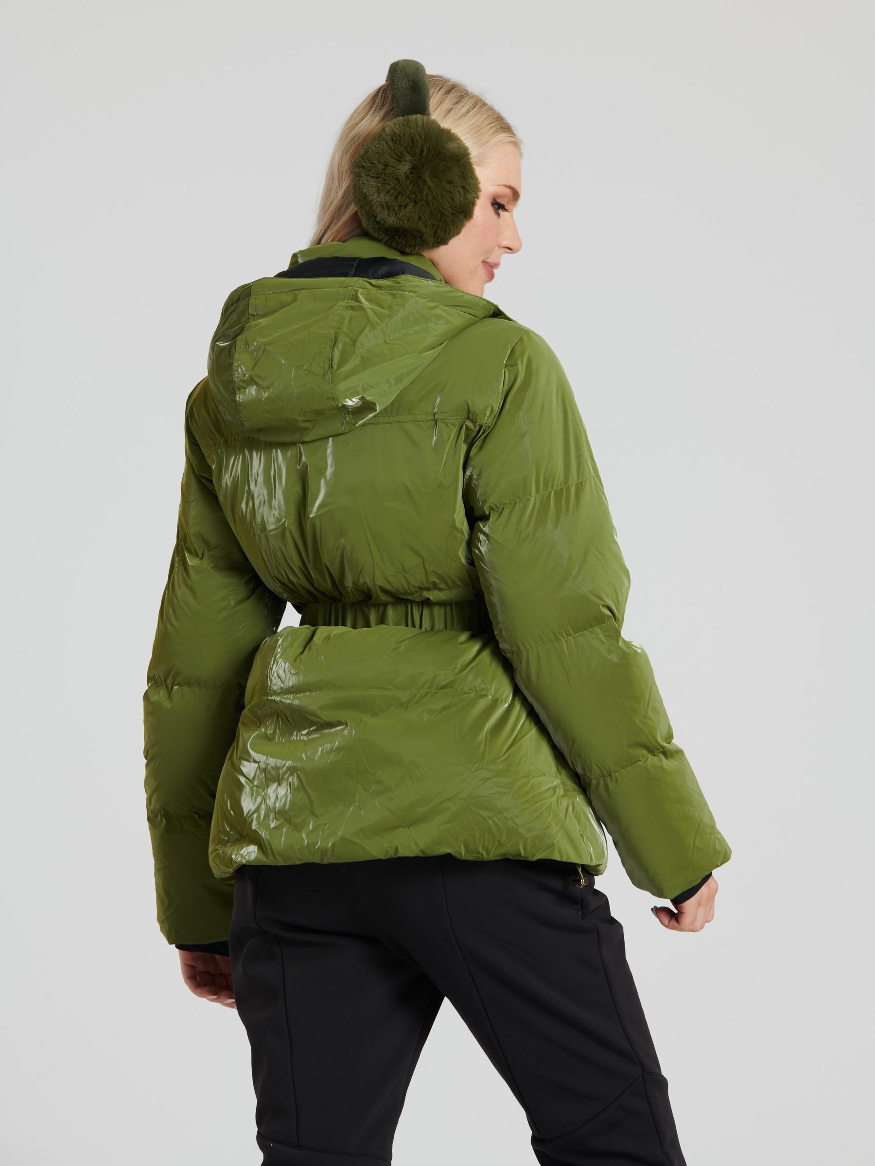 Buy South Beach Green Shiny Ski Padded Jacket from Next Luxembourg