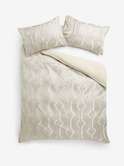 Champagne Geo Jacquard Duvet Cover and Pillowcase Set - Image 4 of 6