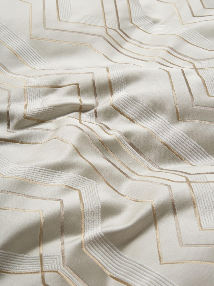 Champagne Geo Jacquard Duvet Cover and Pillowcase Set - Image 6 of 6