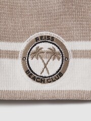 Reiss Taupe/Optic White Catch 3-9 yrs Velour Drawstring Shorts - Image 4 of 4