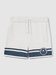 Reiss Optic White/Airforce Blue Catch Junior Velour Drawstring Shorts - Image 2 of 4