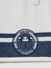 Reiss Optic White/Airforce Blue Catch Junior Velour Drawstring Shorts - Image 4 of 4