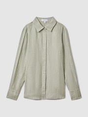 Reiss Sage Belle Linen Button-Through Shirt - Image 2 of 5