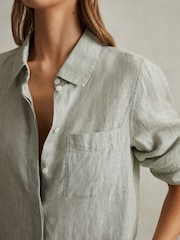 Reiss Sage Belle Linen Button-Through Shirt - Image 3 of 5