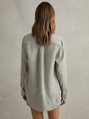Reiss Sage Belle Linen Button-Through Shirt - Image 4 of 5